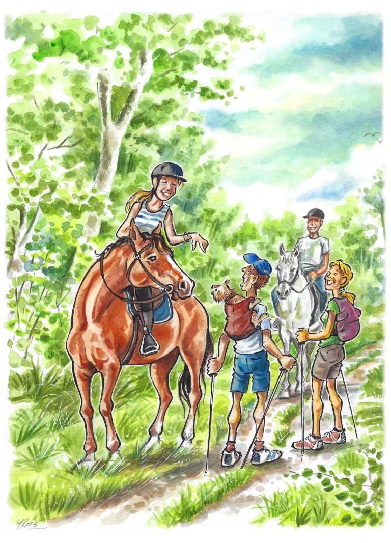 dessin cavaliers et marcheurs